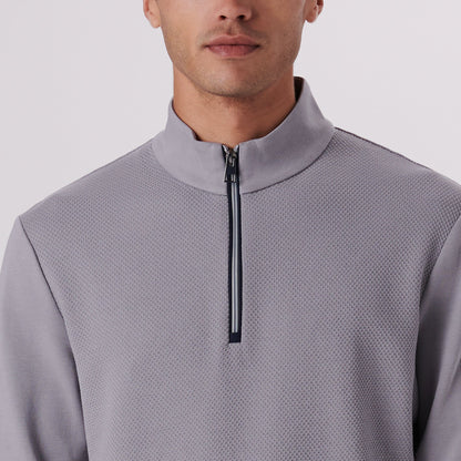 Bugatchi Beehive Quarter-Zip Pullover Platinum