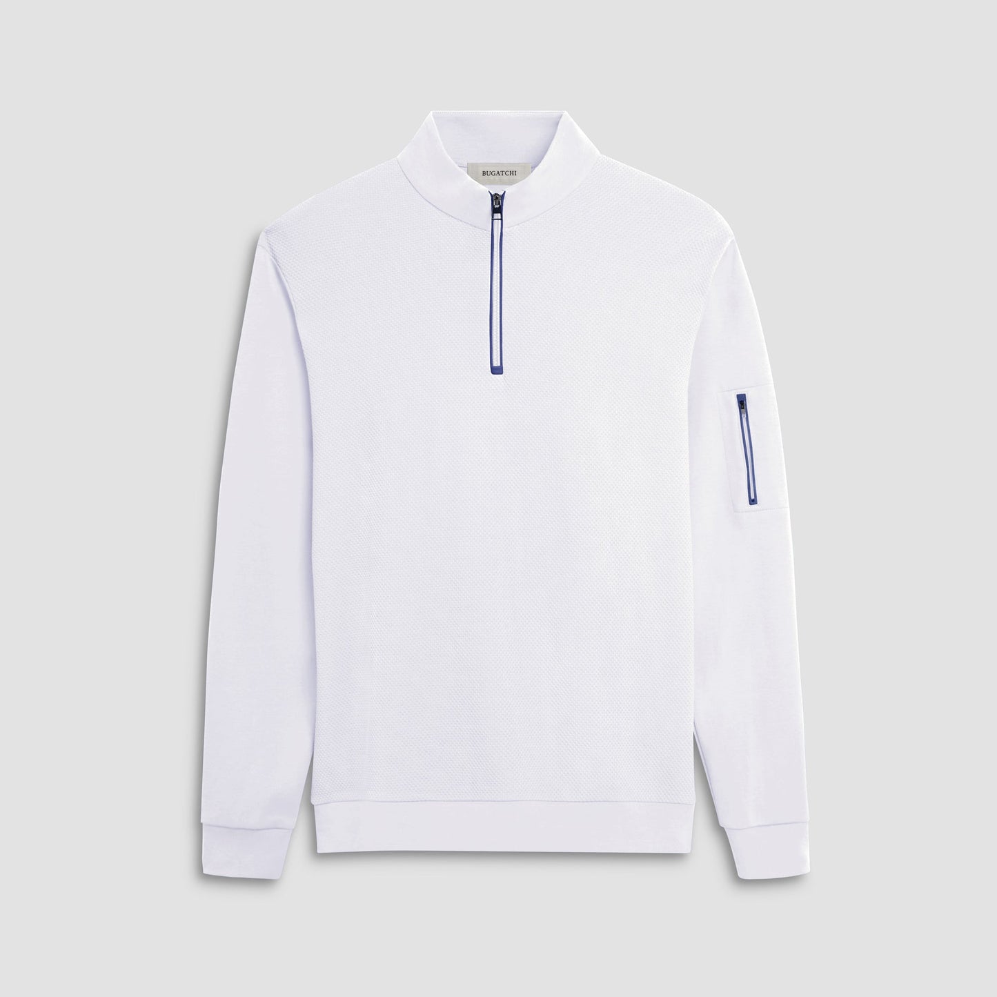Bugatchi Beehive Quarter-Zip Pullover White
