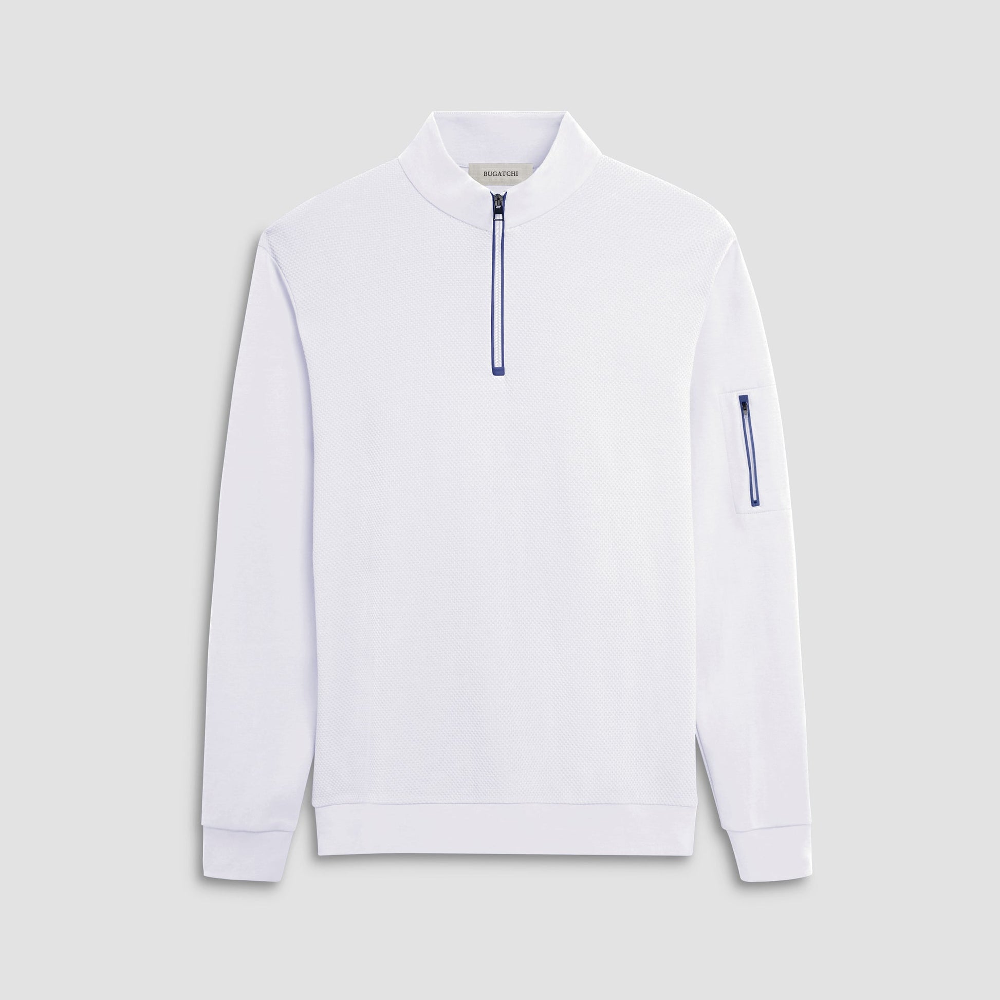 Bugatchi Beehive Quarter-Zip Pullover White