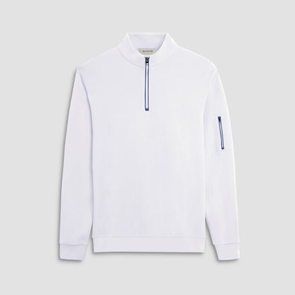 Bugatchi Beehive Quarter-Zip Pullover White