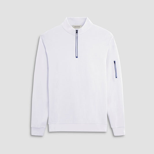 Bugatchi Beehive Quarter-Zip Pullover White