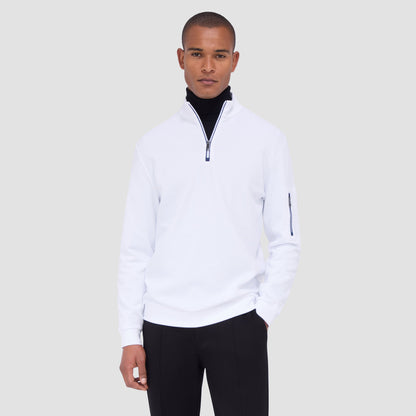 Bugatchi Beehive Quarter-Zip Pullover White