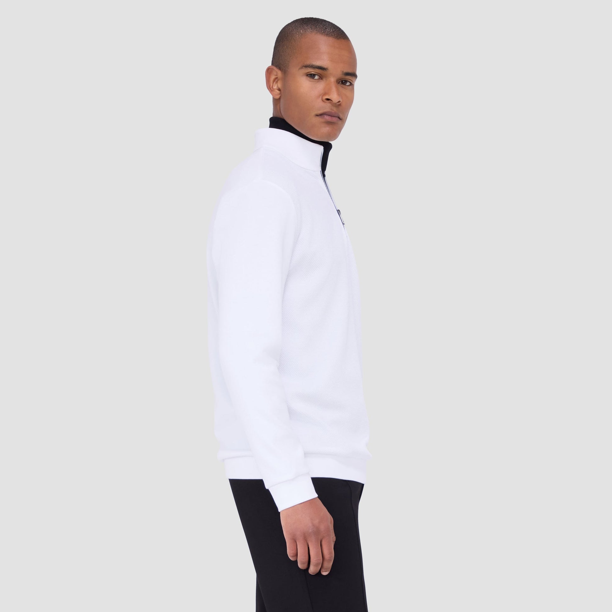 Bugatchi Beehive Quarter-Zip Pullover White