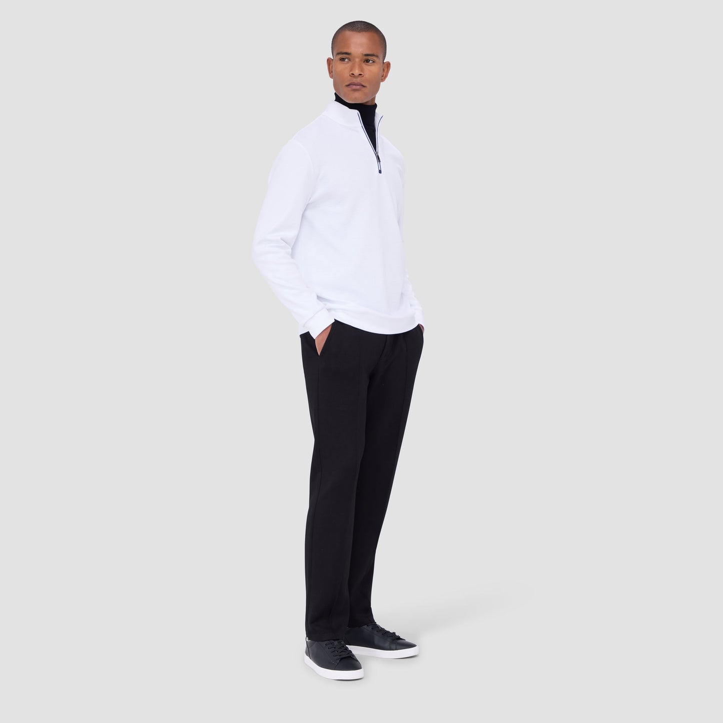 Bugatchi Beehive Quarter-Zip Pullover White