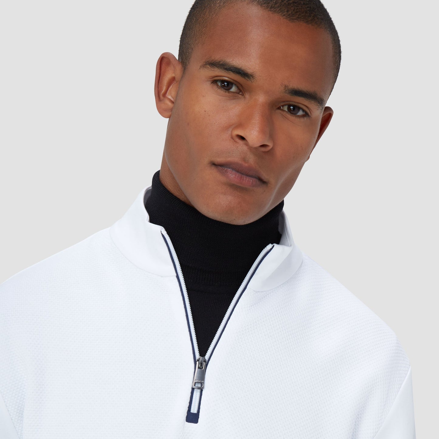 Bugatchi Beehive Quarter-Zip Pullover White