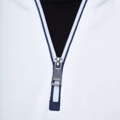 Bugatchi Beehive Quarter-Zip Pullover White