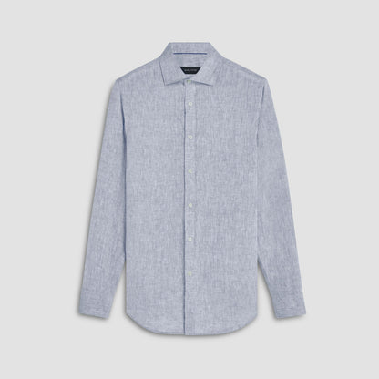 Bugatchi Axel Solid Linen Shirt Navy