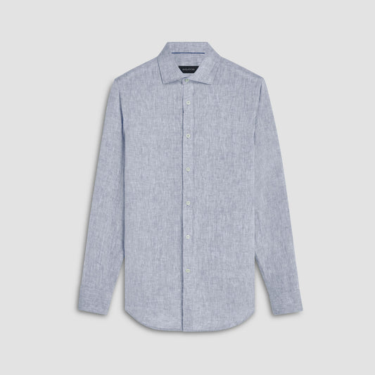 Bugatchi Axel Solid Linen Shirt Navy