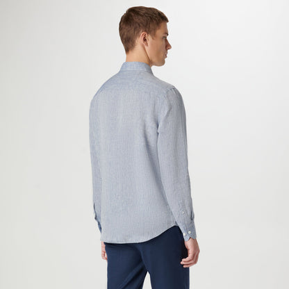 Bugatchi Axel Solid Linen Shirt Navy