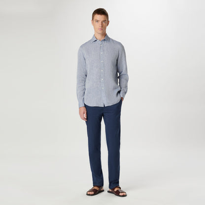 Bugatchi Axel Solid Linen Shirt Navy
