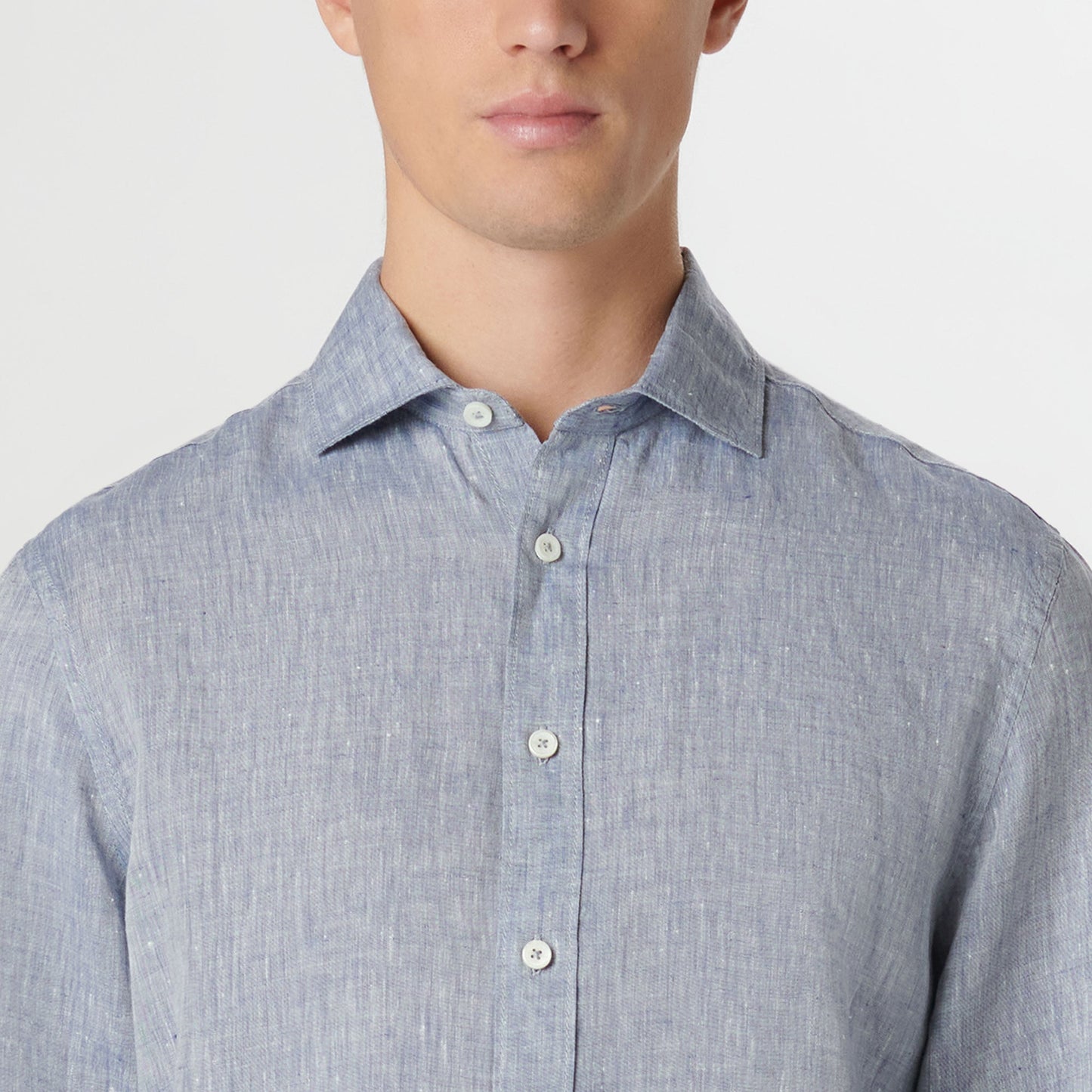 Bugatchi Axel Solid Linen Shirt Navy