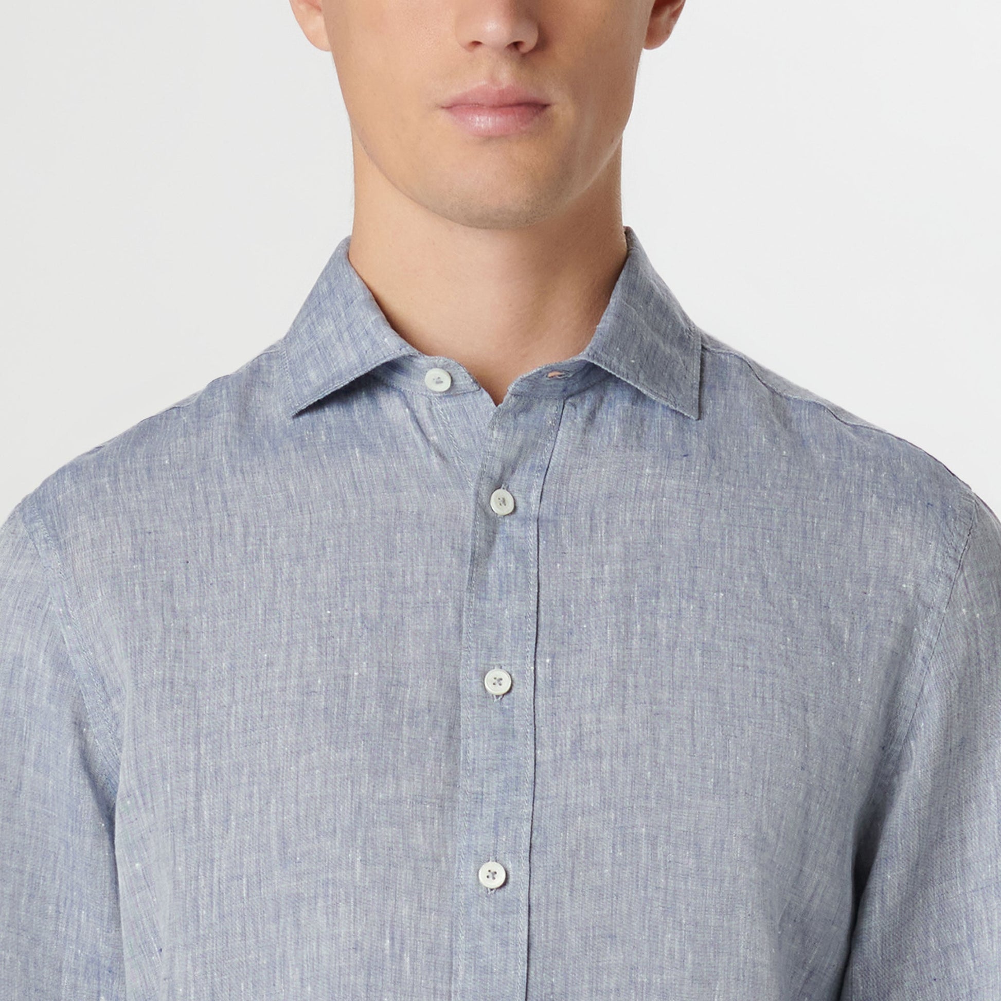 Bugatchi Axel Solid Linen Shirt Navy