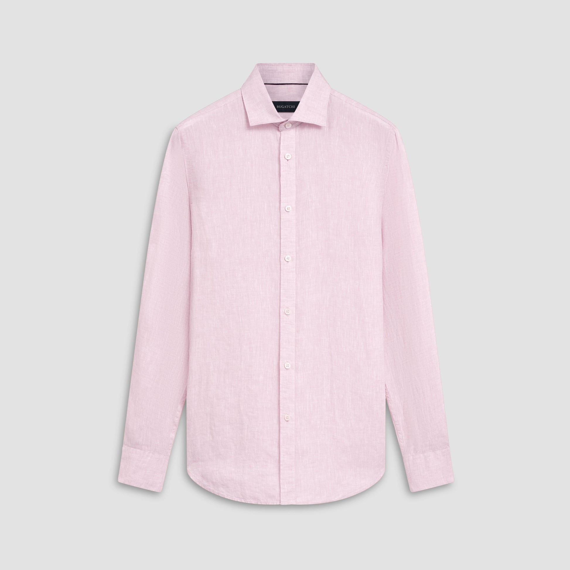 Bugatchi Axel Solid Linen Shirt Pink