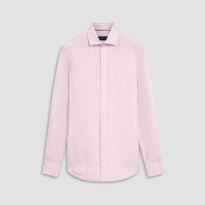 Bugatchi Axel Solid Linen Shirt Pink