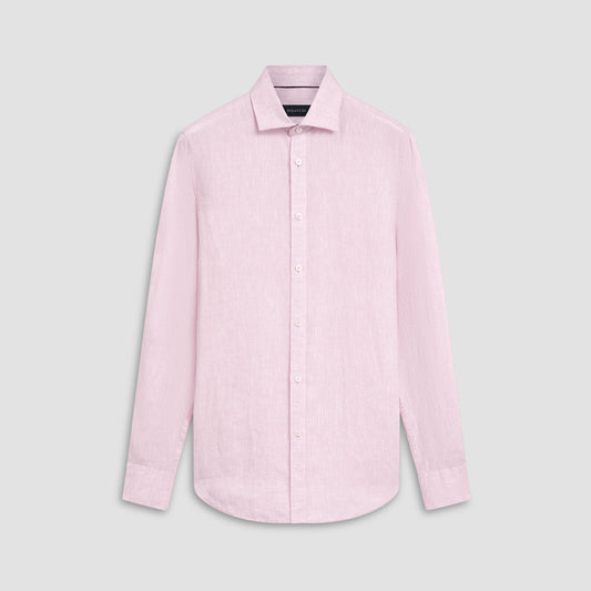 Bugatchi Axel Solid Linen Shirt Pink