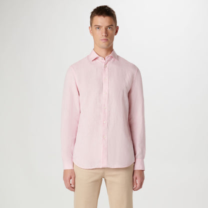 Bugatchi Axel Solid Linen Shirt Pink