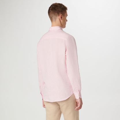 Bugatchi Axel Solid Linen Shirt Pink