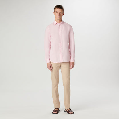 Bugatchi Axel Solid Linen Shirt Pink