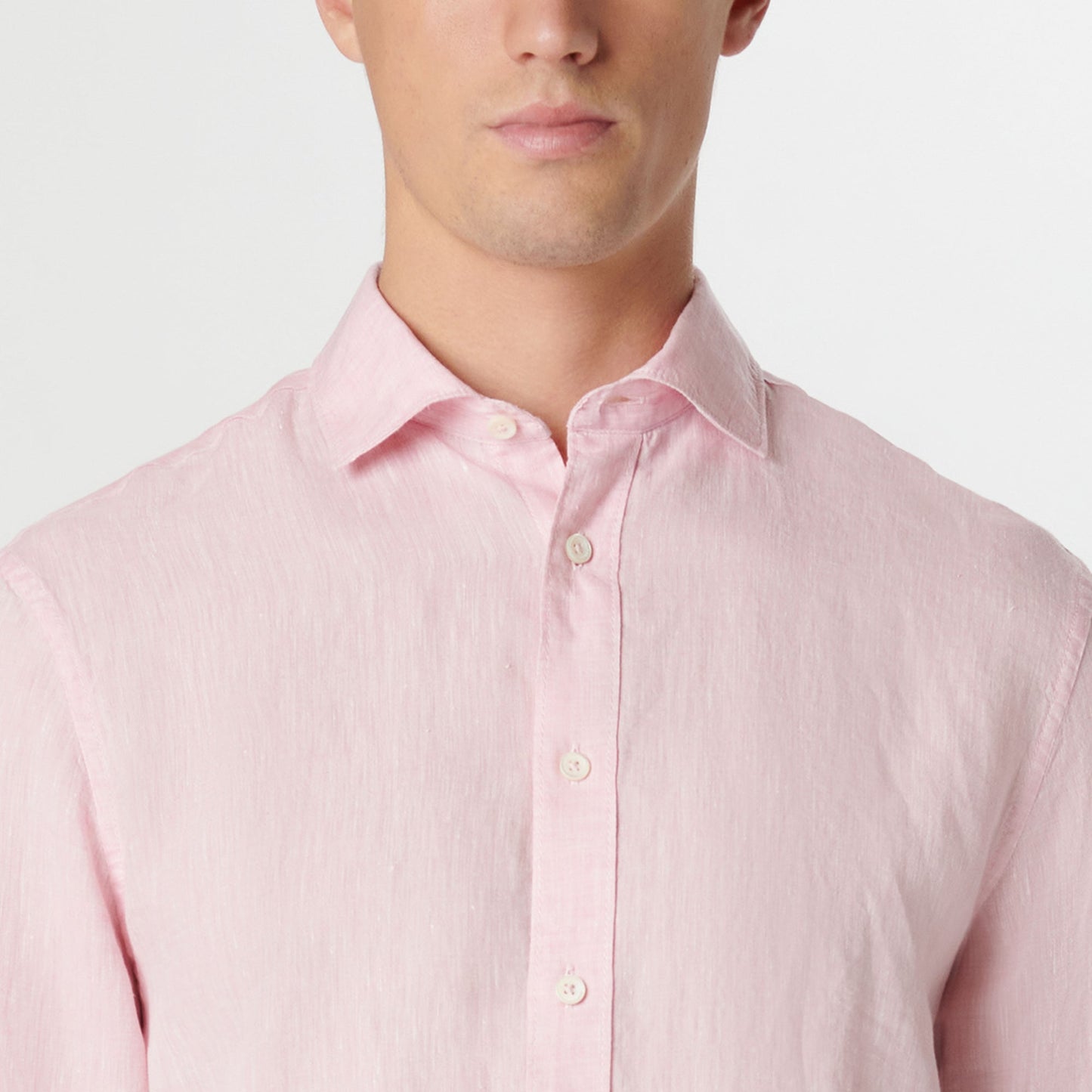 Bugatchi Axel Solid Linen Shirt Pink