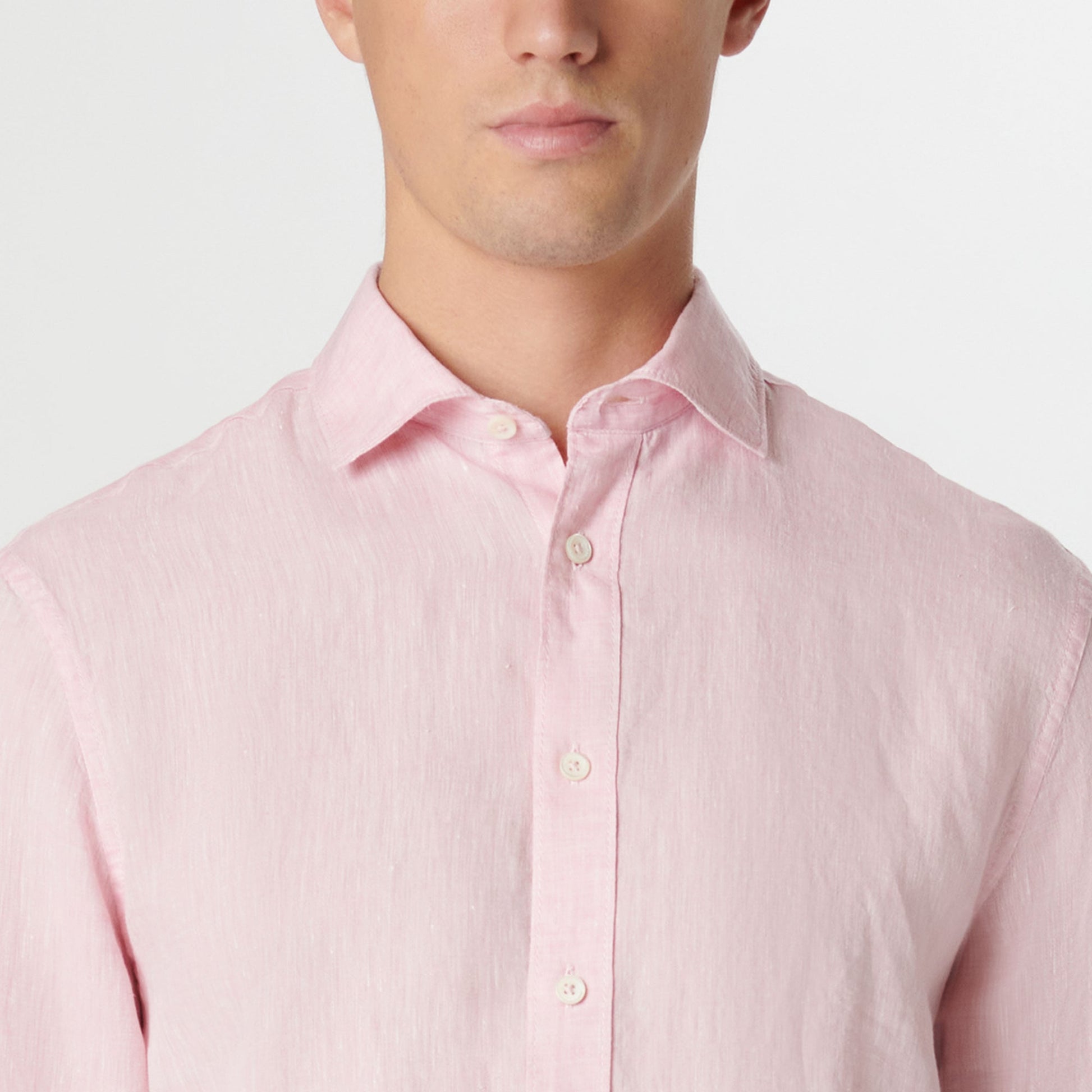 Bugatchi Axel Solid Linen Shirt Pink