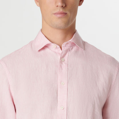 Bugatchi Axel Solid Linen Shirt Pink