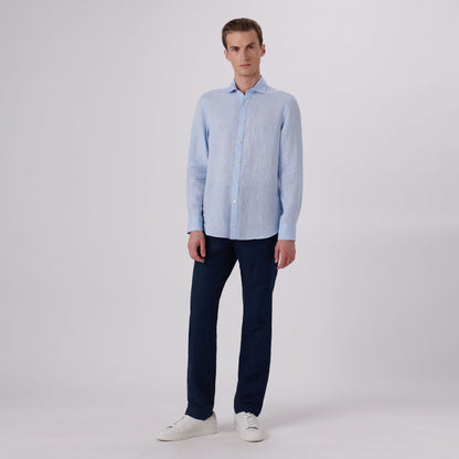 Bugatchi Axel Solid Linen Shirt Sky