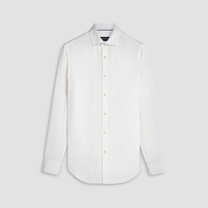Bugatchi Axel Solid Linen Shirt White