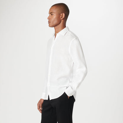 Bugatchi Axel Solid Linen Shirt White