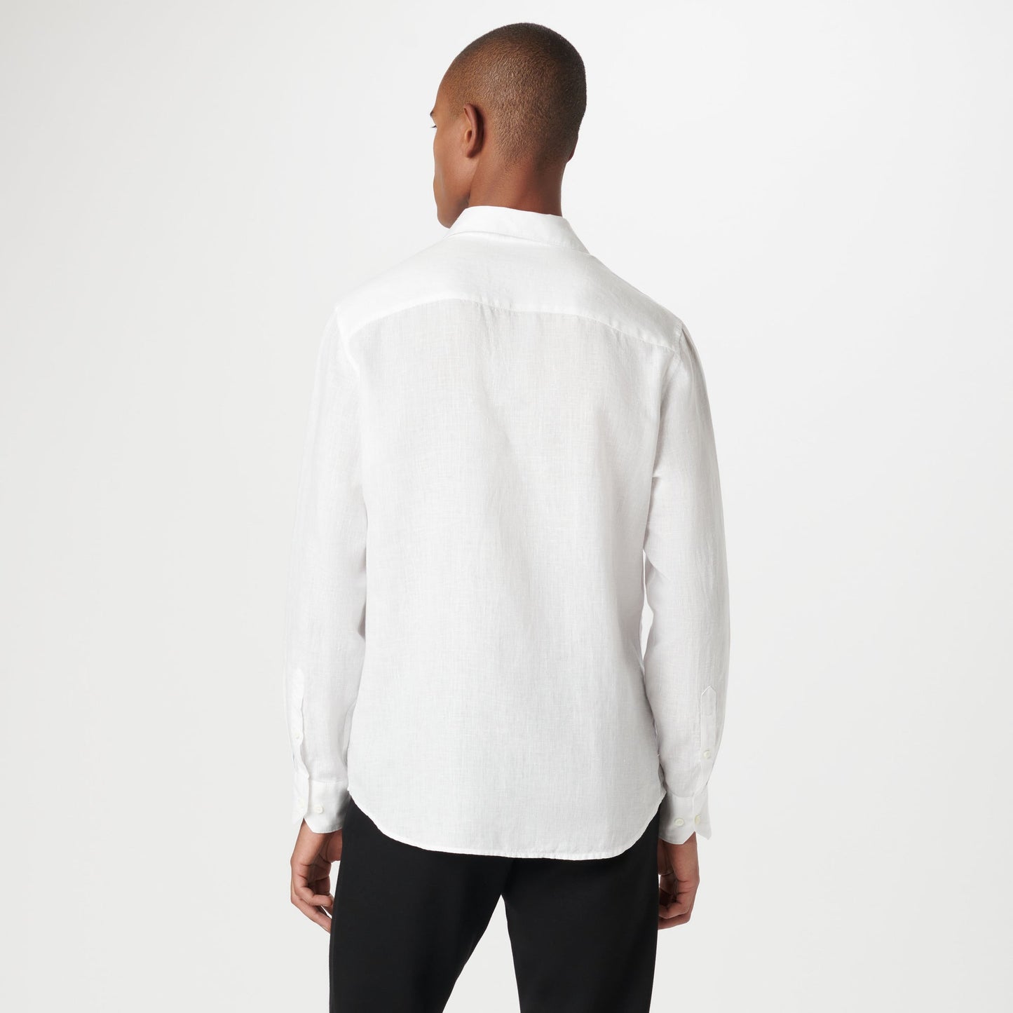 Bugatchi Axel Solid Linen Shirt White