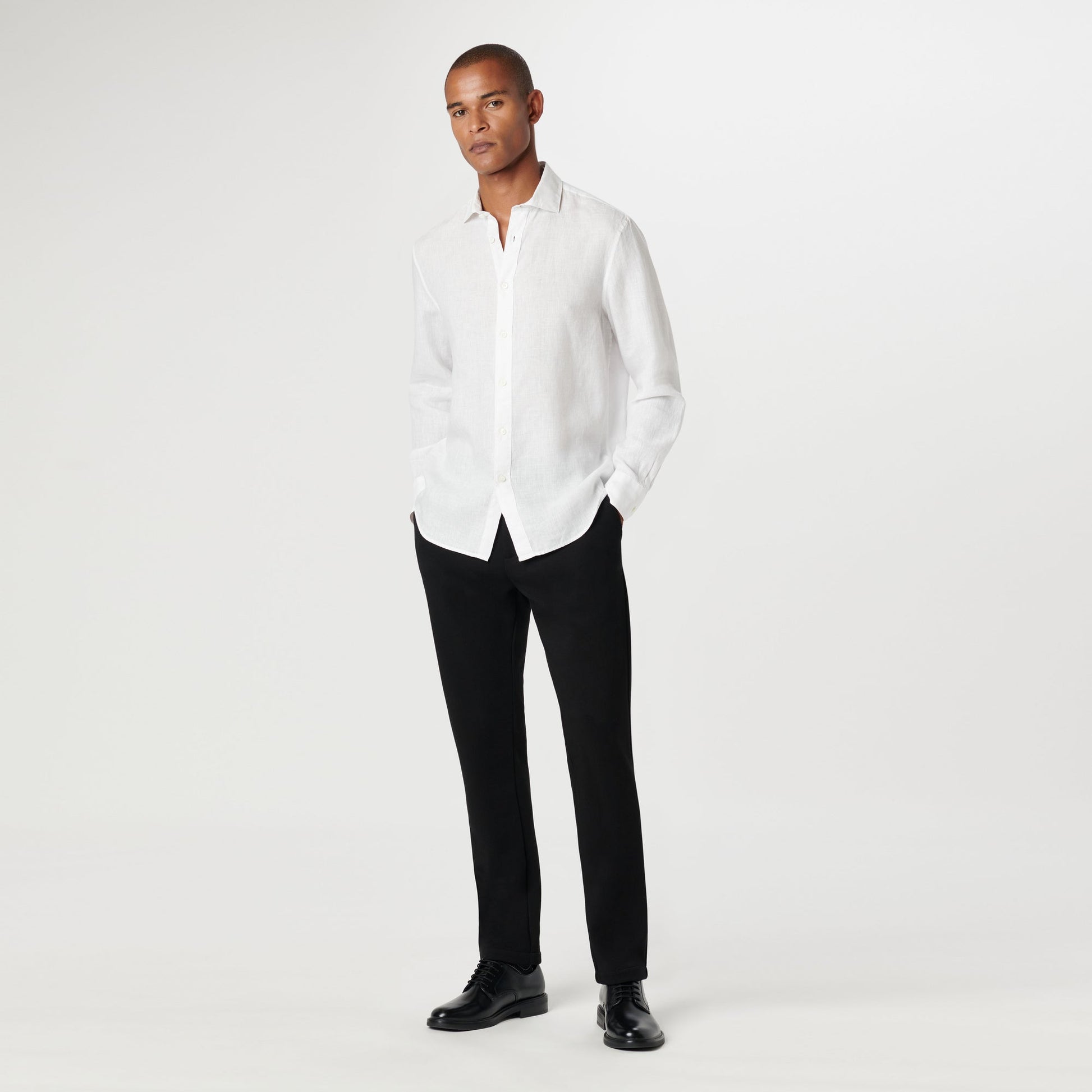 Bugatchi Axel Solid Linen Shirt White