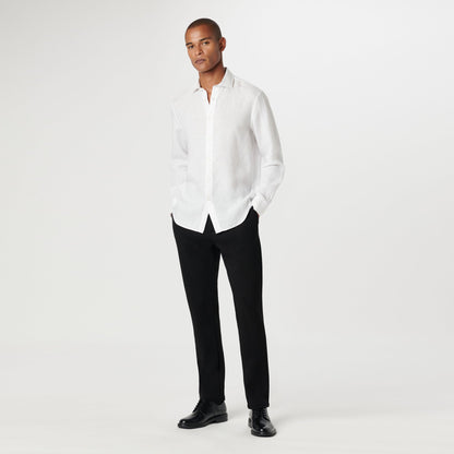 Bugatchi Axel Solid Linen Shirt White