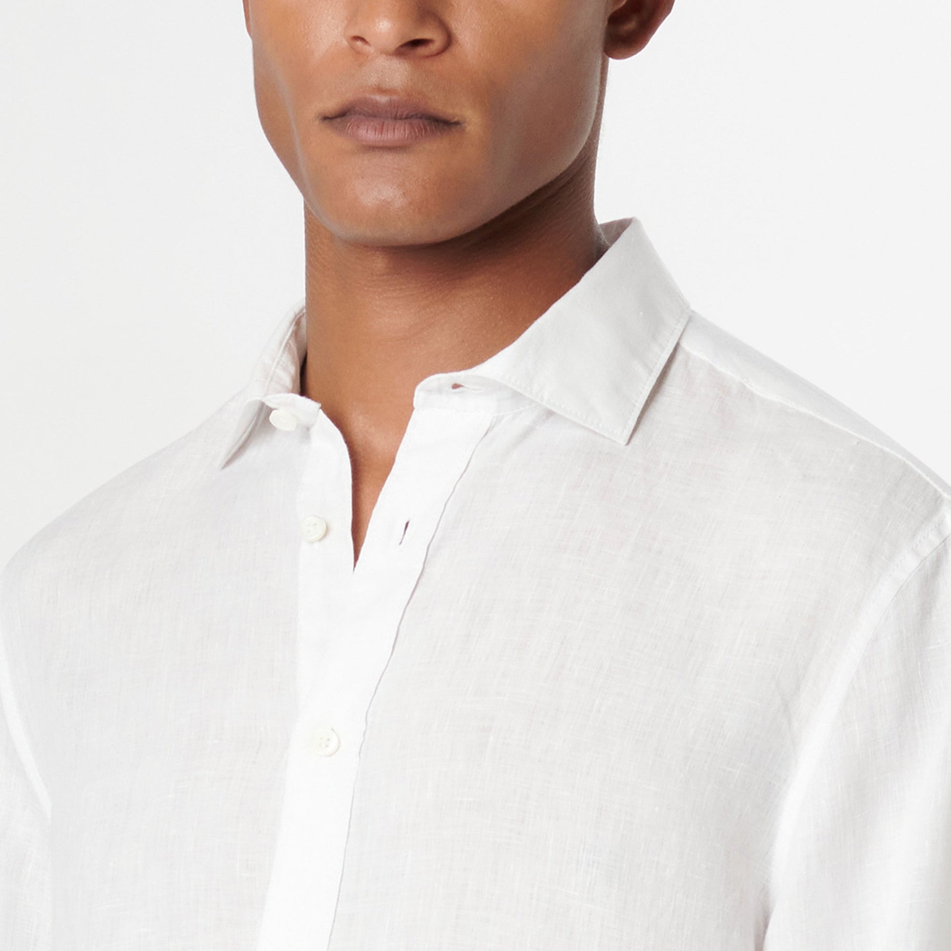 Bugatchi Axel Solid Linen Shirt White