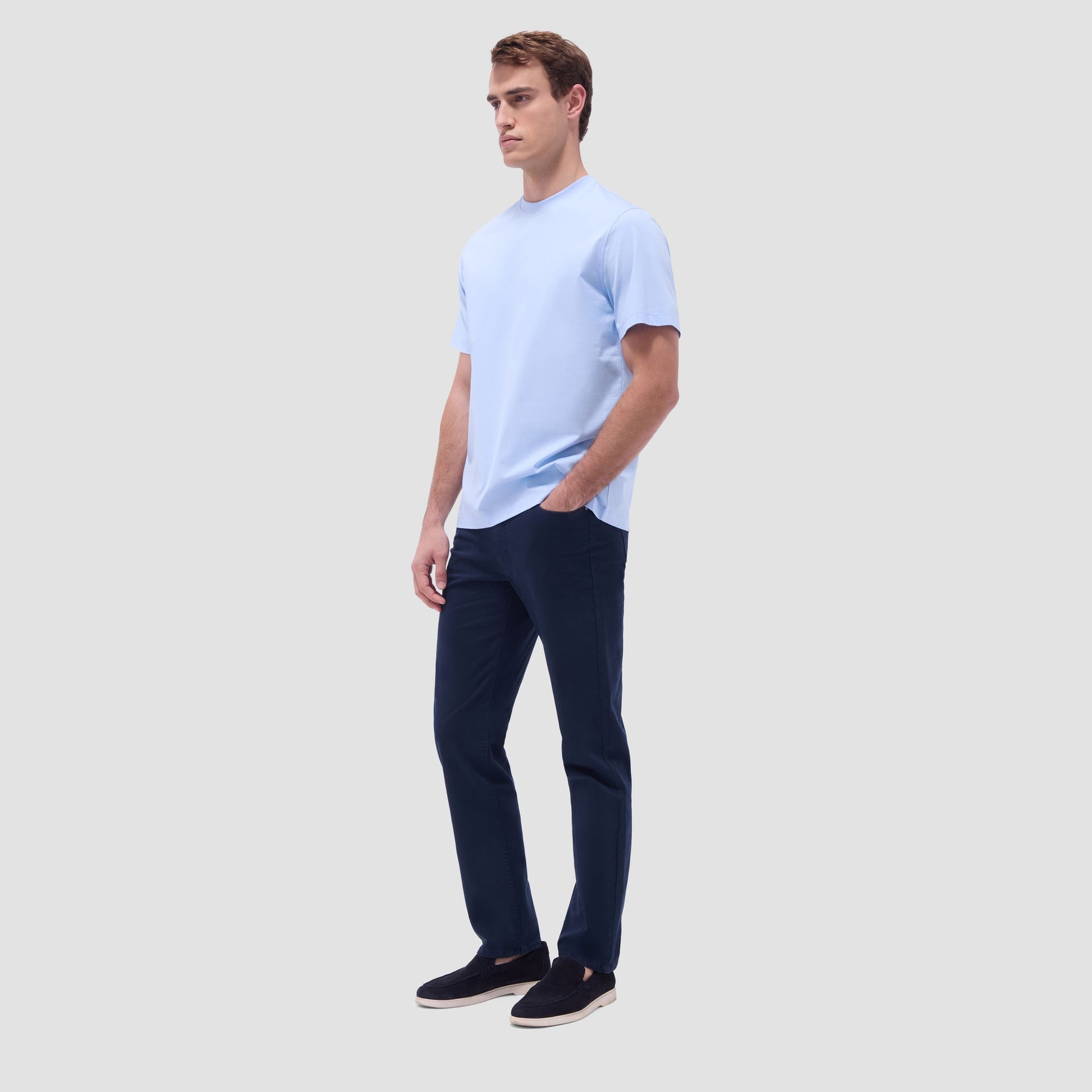 Bugatchi Rufus Solid OoohCotton® Crew Neck T-Shirt Sky