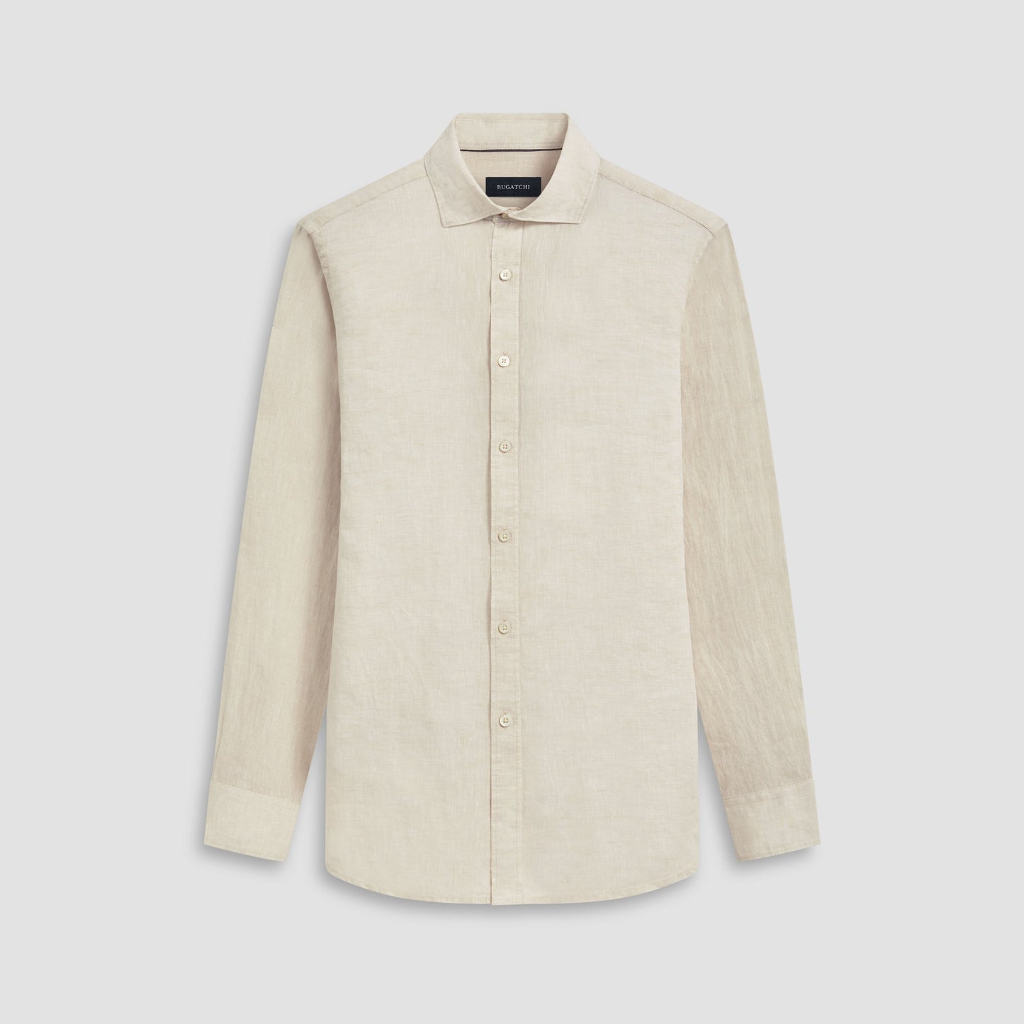 Bugatchi Axel Solid Linen Shirt Beige