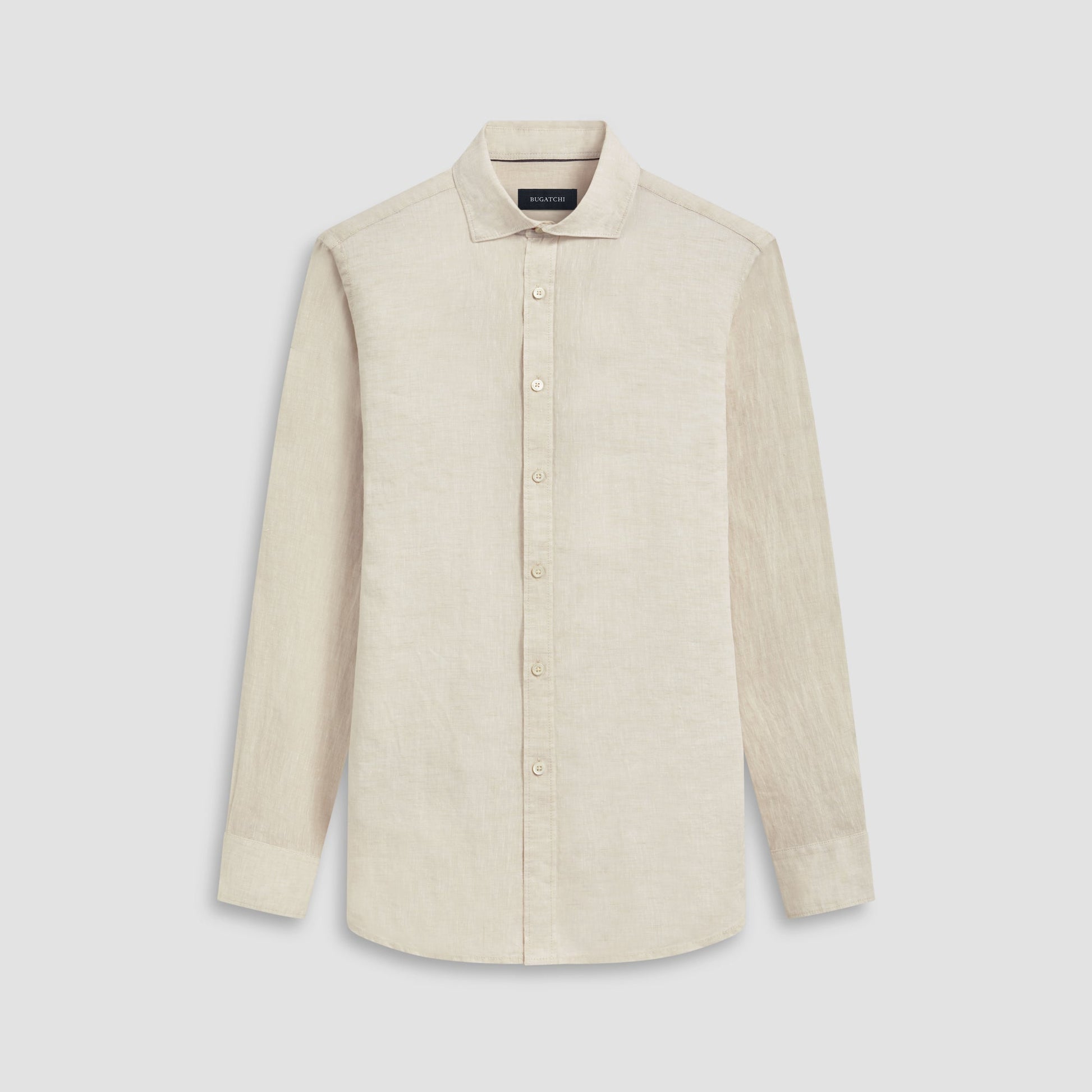Bugatchi Axel Solid Linen Shirt Beige