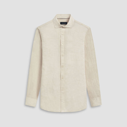 Bugatchi Axel Solid Linen Shirt Beige