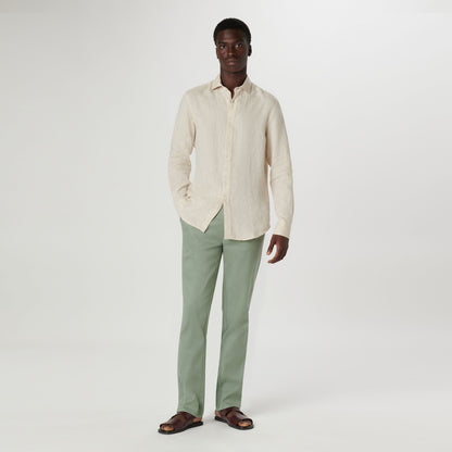 Bugatchi Axel Solid Linen Shirt Beige