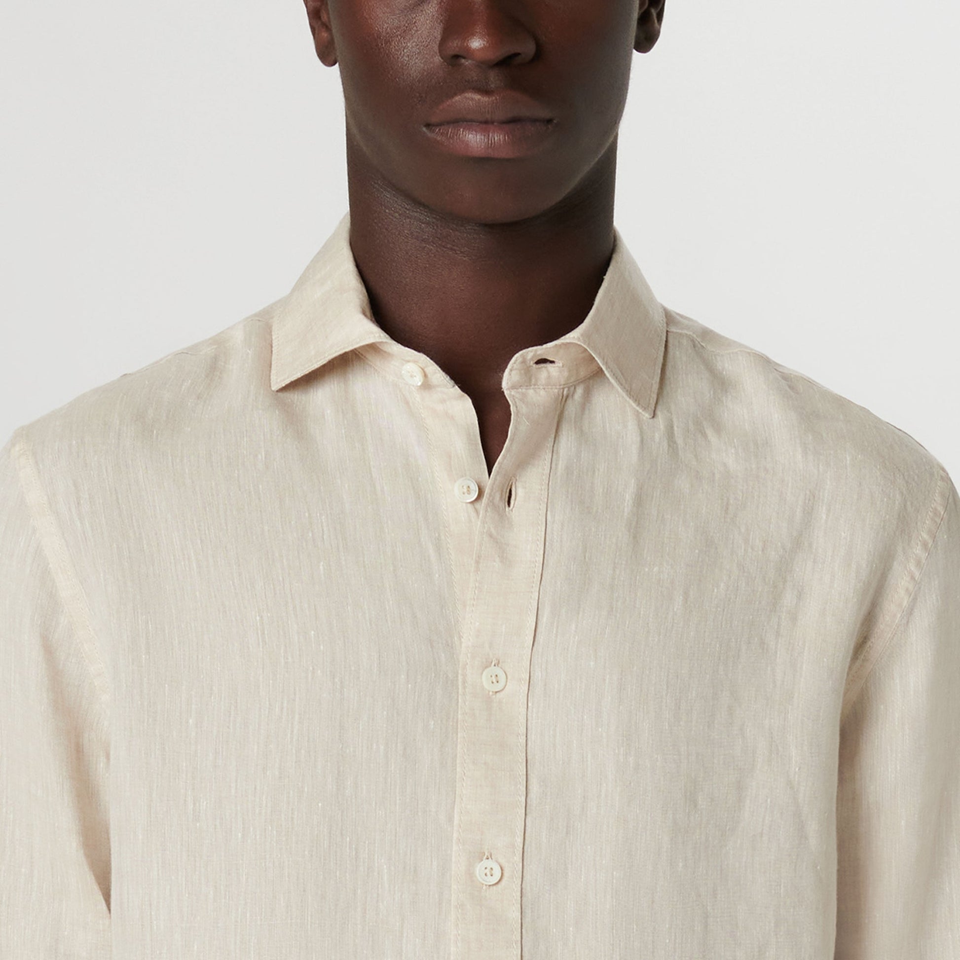 Bugatchi Axel Solid Linen Shirt Beige