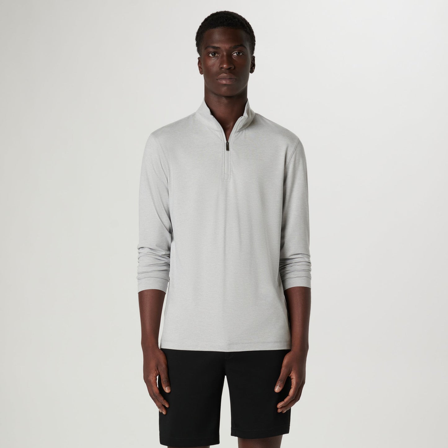 Bugatchi UV50 Performance Pullover Platinum