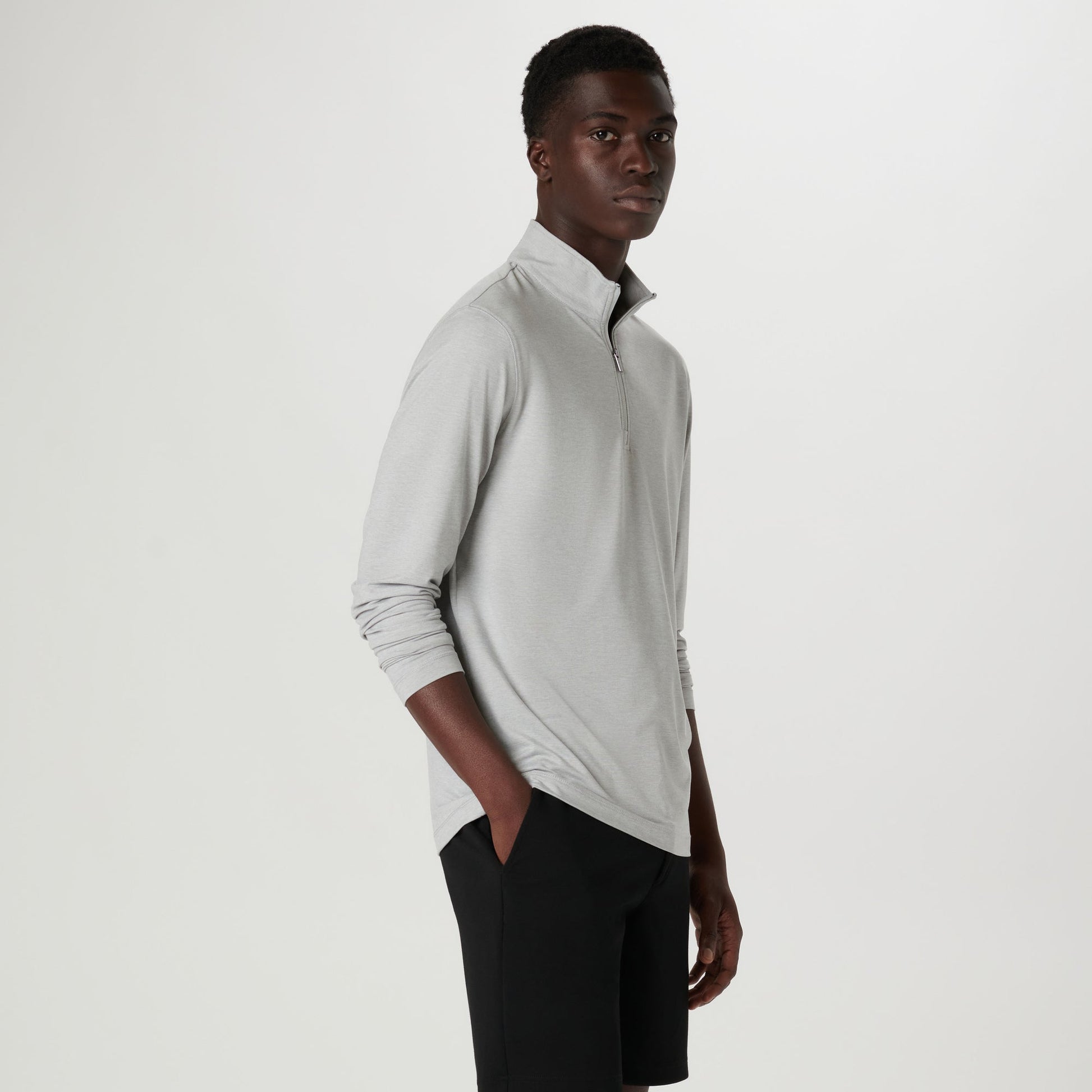 Bugatchi UV50 Performance Pullover Platinum