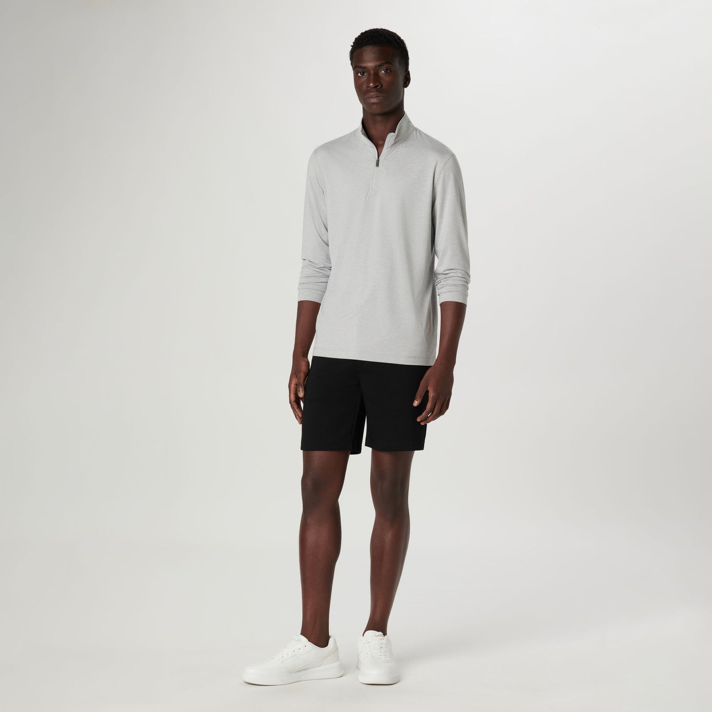 Bugatchi UV50 Performance Pullover Platinum