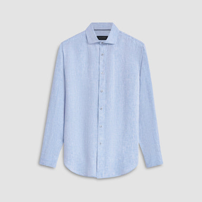 Bugatchi Axel Solid Linen Shirt Classic Blue