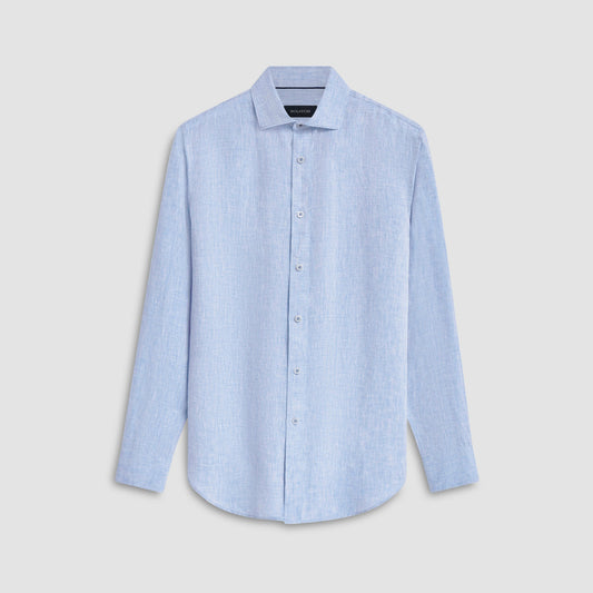 Bugatchi Axel Solid Linen Shirt Classic Blue