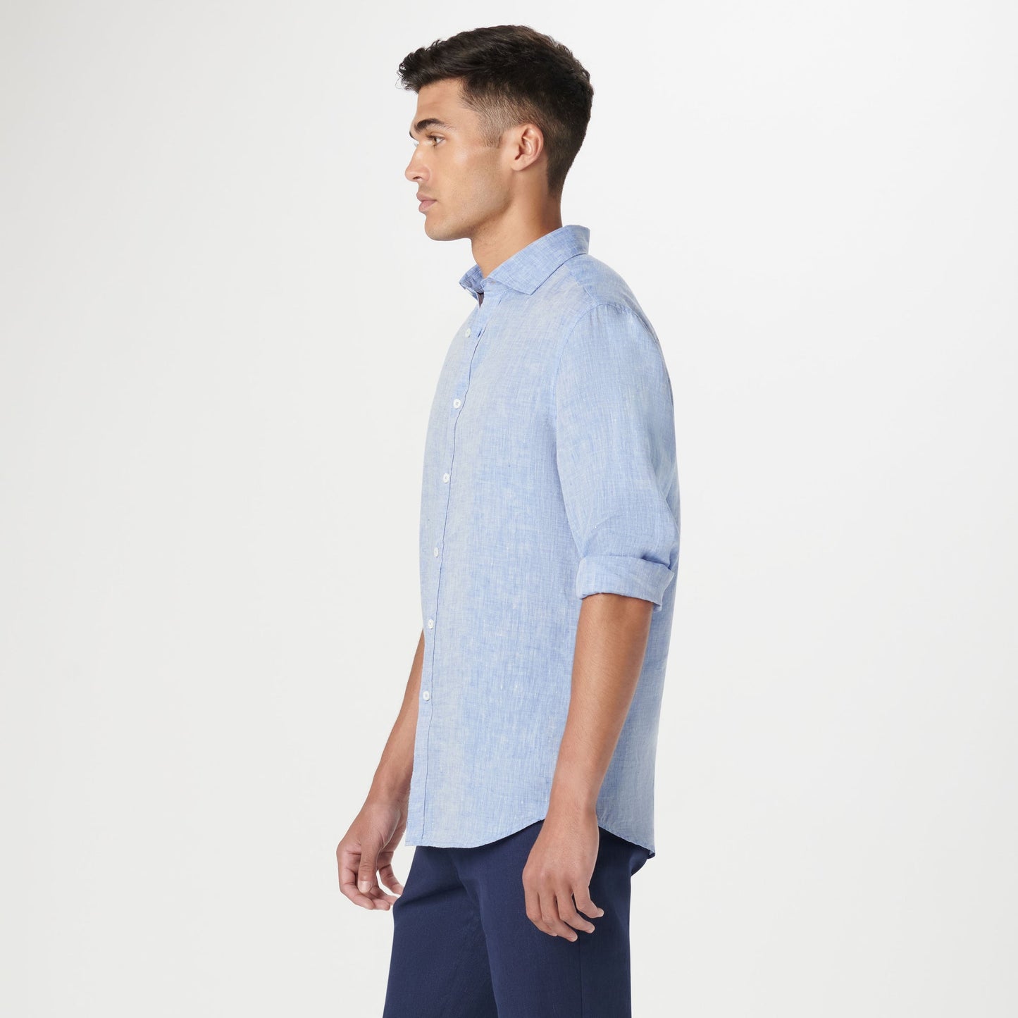 Bugatchi Axel Solid Linen Shirt Classic Blue