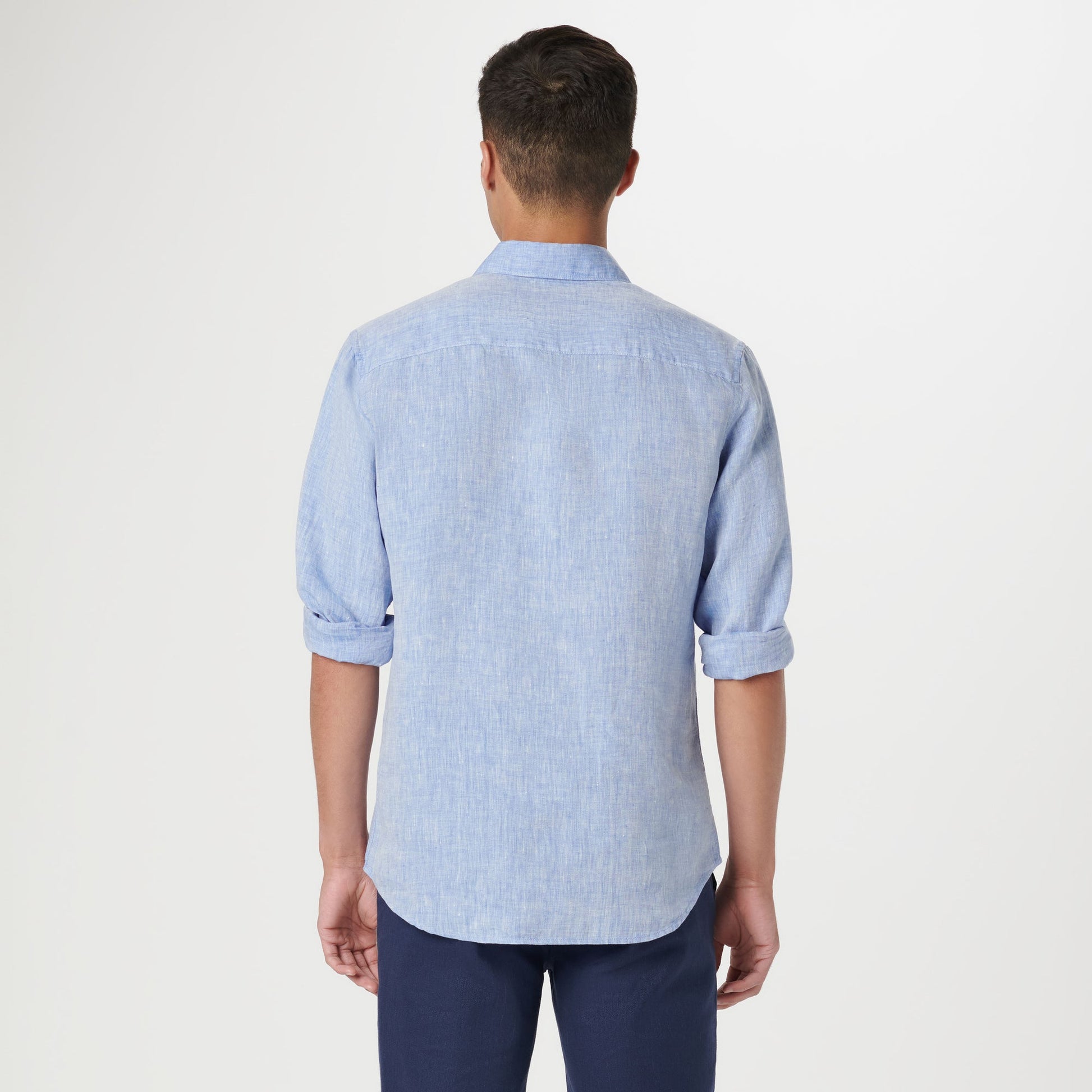 Bugatchi Axel Solid Linen Shirt Classic Blue