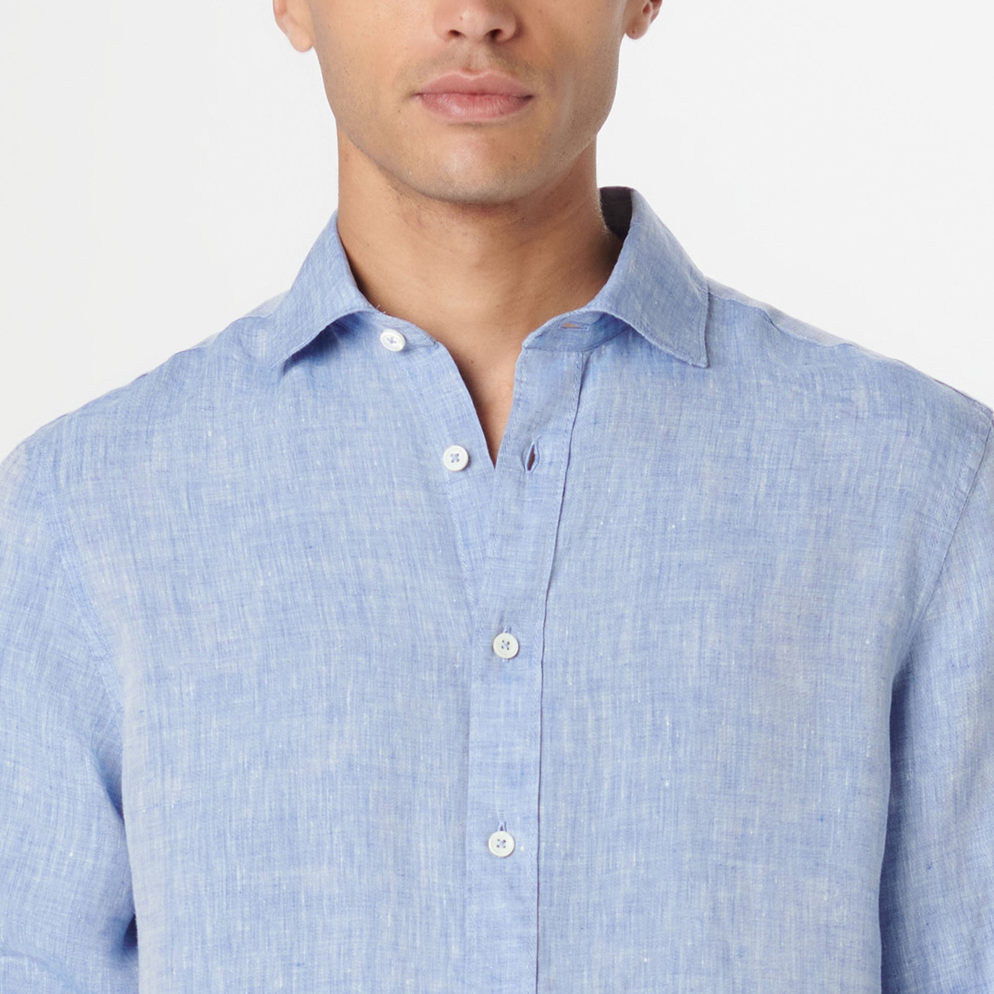 Bugatchi Axel Solid Linen Shirt Classic Blue