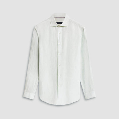 Bugatchi Axel Solid Linen Shirt Seafoam
