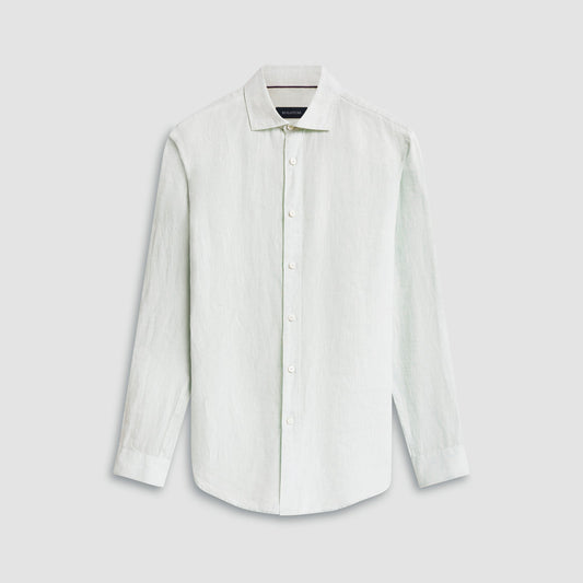 Bugatchi Axel Solid Linen Shirt Seafoam