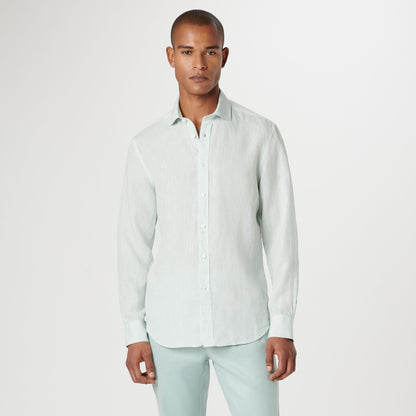 Bugatchi Axel Solid Linen Shirt Seafoam