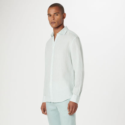 Bugatchi Axel Solid Linen Shirt Seafoam